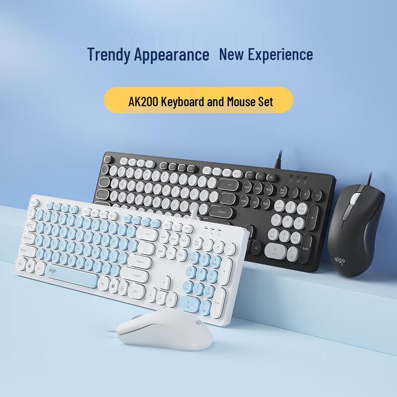 aigo AK200 Wired Retro Keyboard Mouse Combo