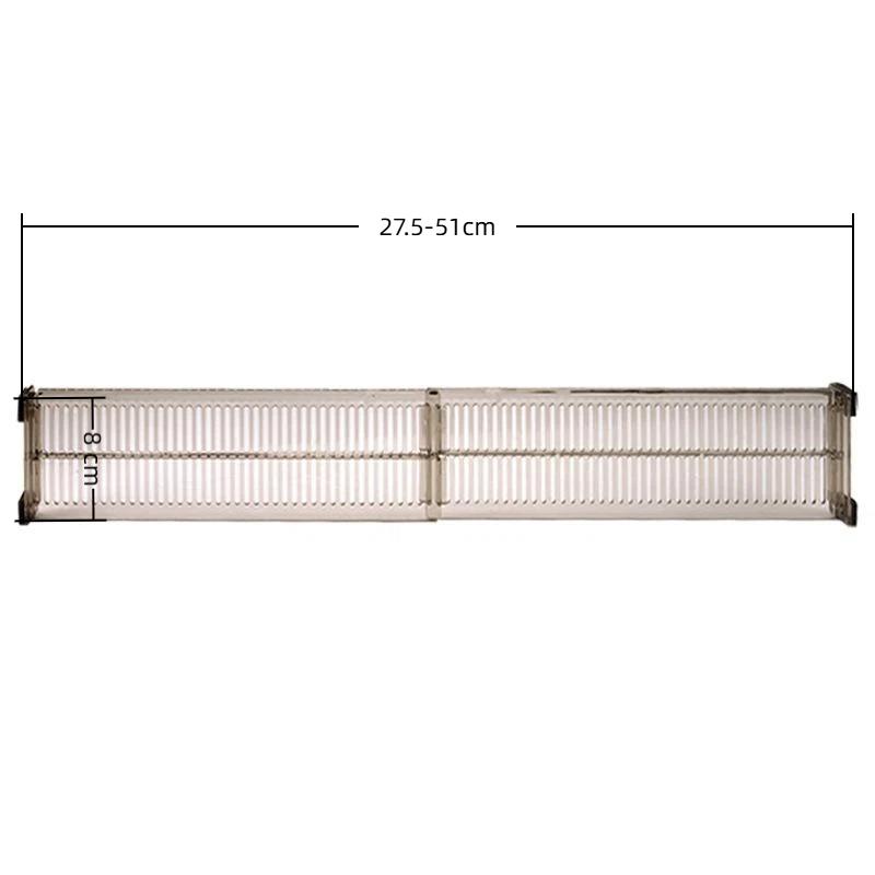 2 Pcs Adjustable Clear Plastic Drawer Dividers With Non Slip Pads Expandable Design For Kitchen Dresser Storage