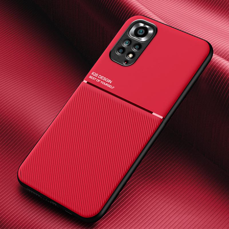 Magnetic Leather Case For Xiaomi Redmi Note 11 12 10 9 11E Pro 9S 10S 11S Plus 10C Built In Metal Plate Cover Support Car Holder