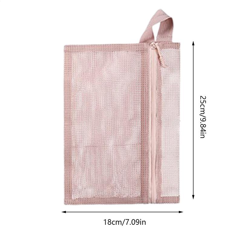 Mesh Zipper Bags Mesh Wash Bag Multi-functional Organizer Portable Toiletry Tote For Stationery Cosmetics Toiletries Home Dorm