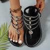 Bohemian Style Women's Sandals, New Trendy Vintage Casual Outdoor Sandals, Beaded Beach Flat Sandals