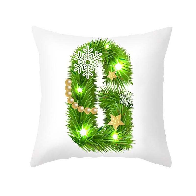 Christmas Pillow Cover Cartoon Green Letter Series Office Pillow Cover Printed Cushion Cover Cross-border