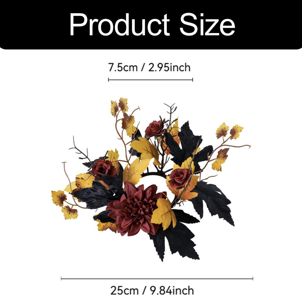 Thanksgiving Candle Ring Tabletop Mini Autumn Wreath Rustic Candle Wreath Ornament for Bar Farmhouse Wedding Party Dining Room