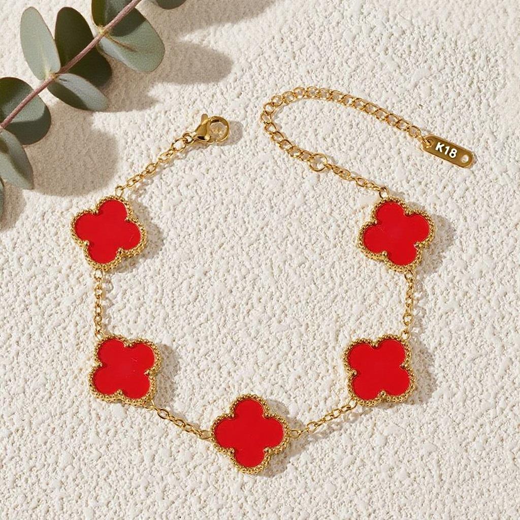 13mm Titanium Steel Lucky Four-Leaf Clover Bracelet - 18K Non-Fading Daily Wear Dopamine Jewelry