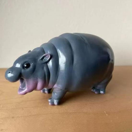 Simulation Hippopotamus Figurine Roaring Hippo Statue River Horse Sculpture Educational Toy Resin Animal Model Decoration Ornament