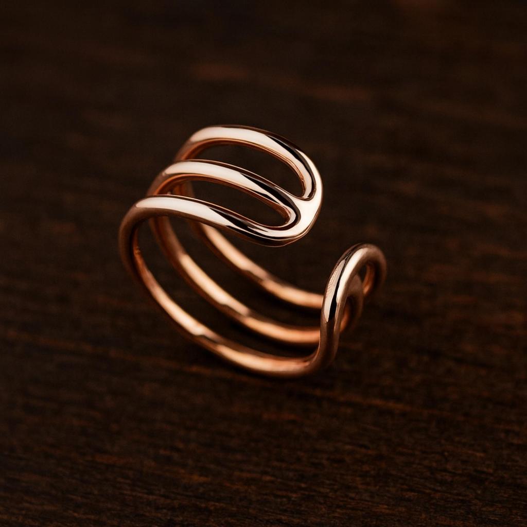 Pure Copper Triple Band Ring, Minimalist Open Cuff Wrap Jewelry, Adjustable Size