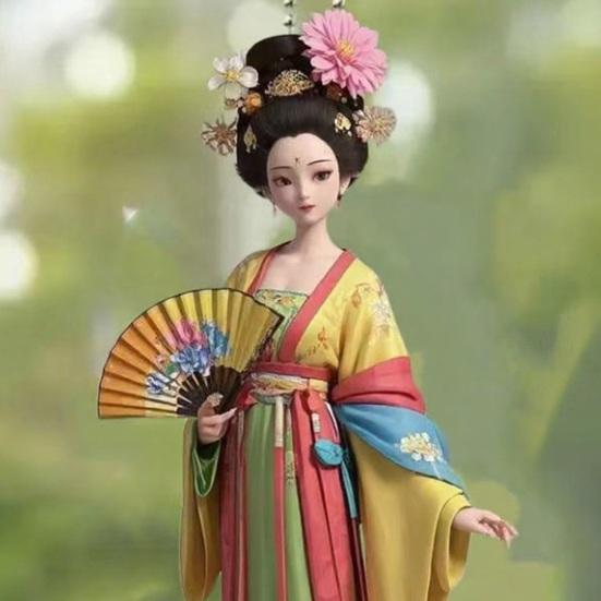 Ancient Lady Keychain Cute 2D Acrylic Chinese Doll Charm Fashion Car Mirror And Bag Accessory Desktop Ornament Gift
