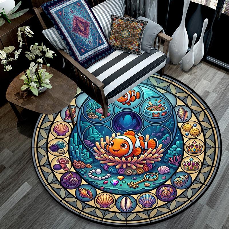 Underwater Adventure Round Area Rug Under Office Chairs Bedroom Living Room Home Decor