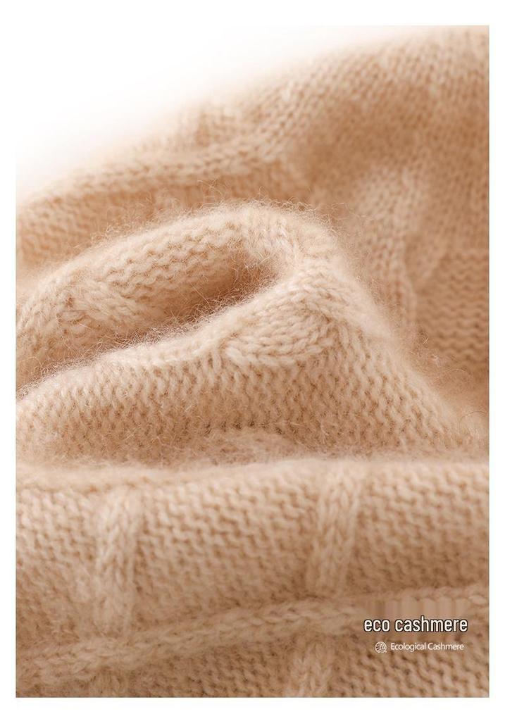 Cashmere 2025 Autumn/Winter Women's High-End Cable Knit Thick Warm Casual Fisherman Hat