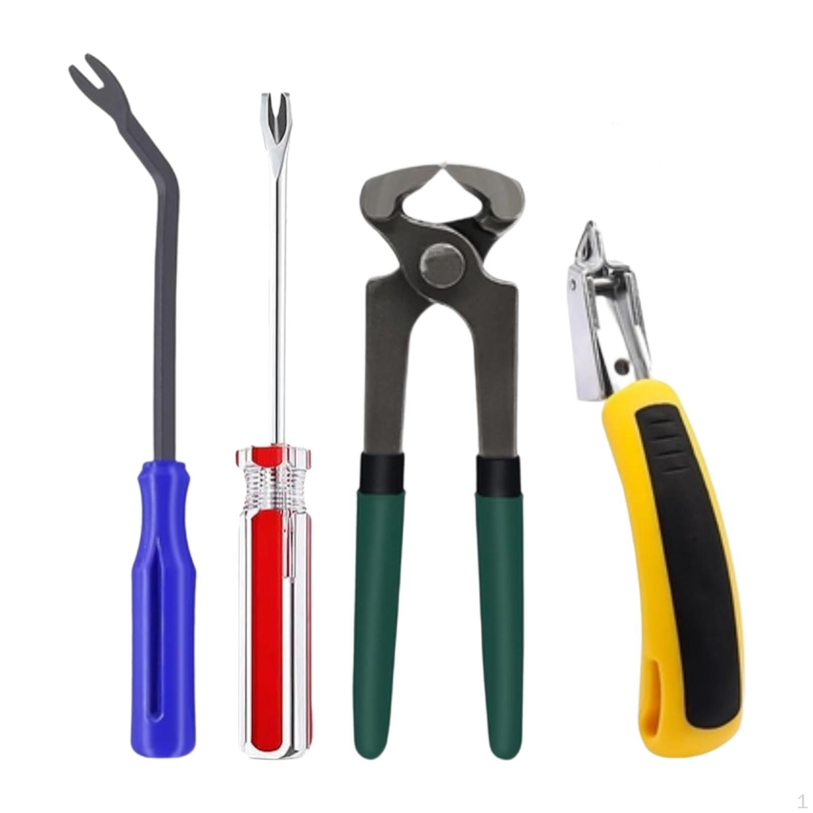 4Pcs Upholstery Staple Remover Tool Tack Puller Remove Nails with Ergonomic Handle Nail