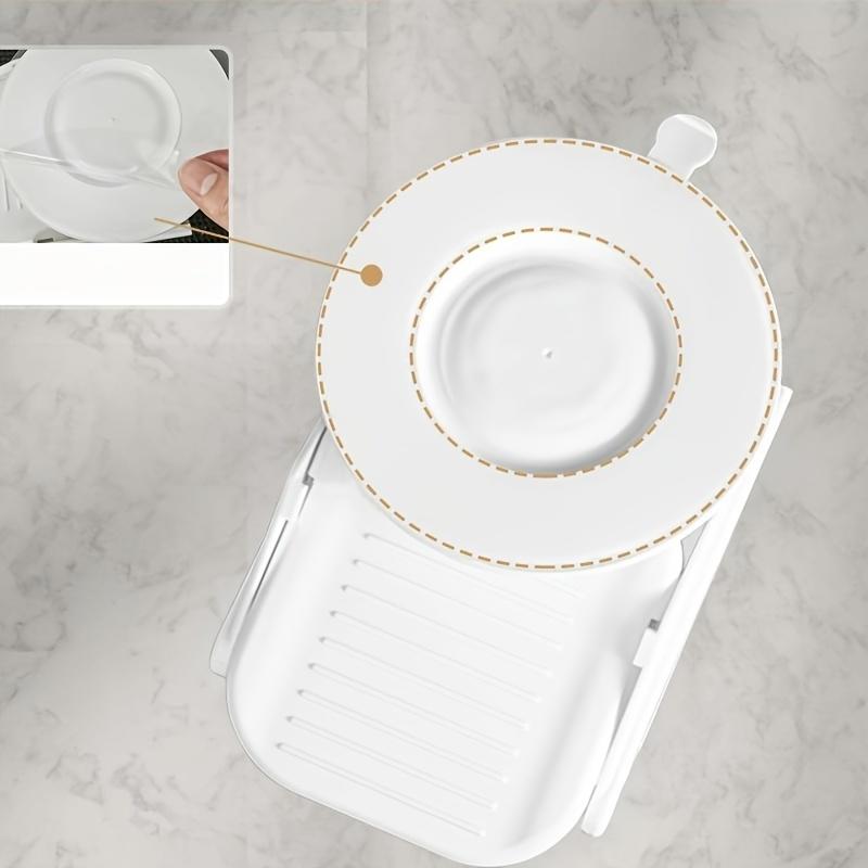 Strong Suction Cup Folding Shower Footstool Non-Slip Surface Space-Saving Installation for Bathroom Shower Bath Tub Pedicure Shaving Foot Rest Support