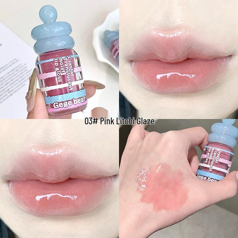 Gege Bear Crystal Clear Hydrating Lip Gloss with Pearlescent Glitter