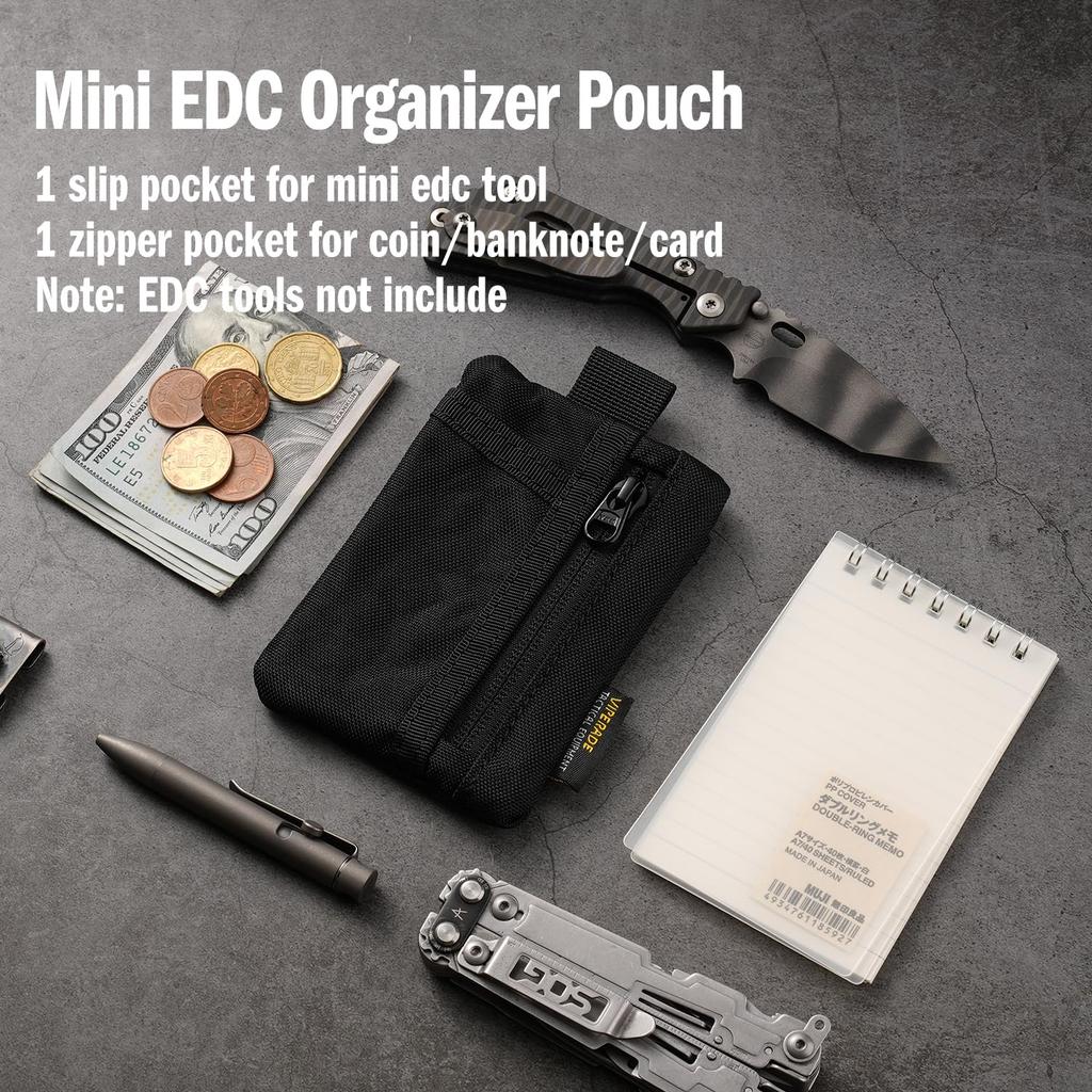 VIPERADE VE29 EDC Pocket Organizer with 3 EDC Pocket EDC Pocket Pouch with Zipper Pocket for EDC Everyday Carry EDC Pocket Organizer Pouch, Slots,