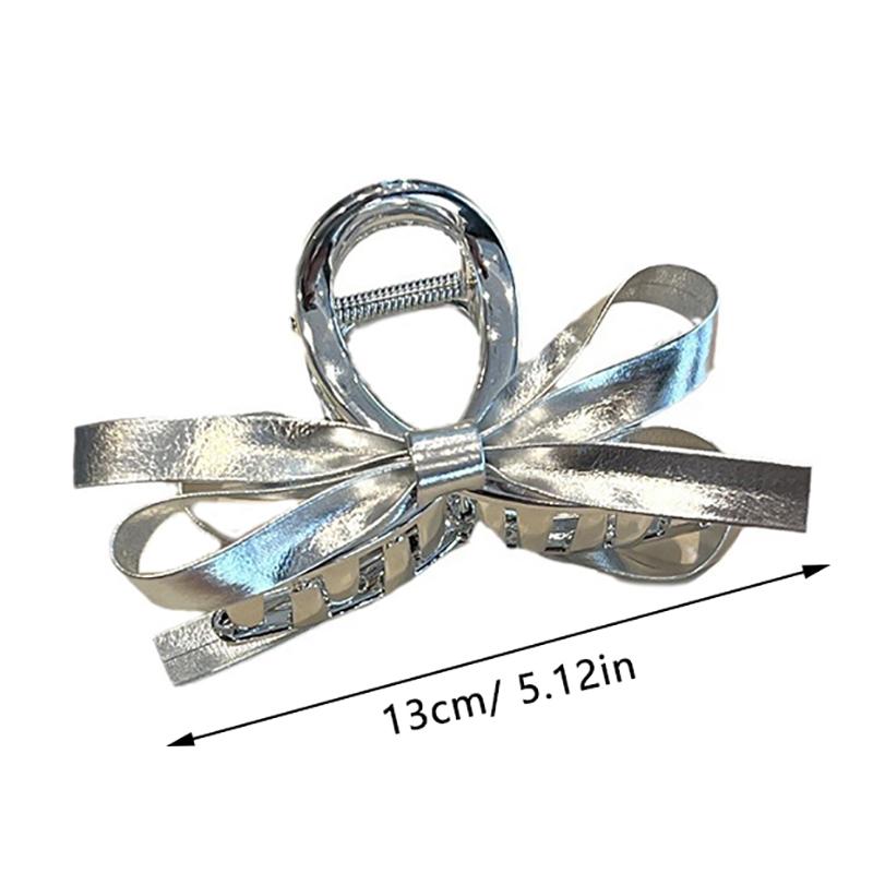 Vintage Ribbon Bow Hair Claws Exquisite Silver Hair Clip Clasp Hairpins For Women Hair Accessories Barrettes Shark Clips