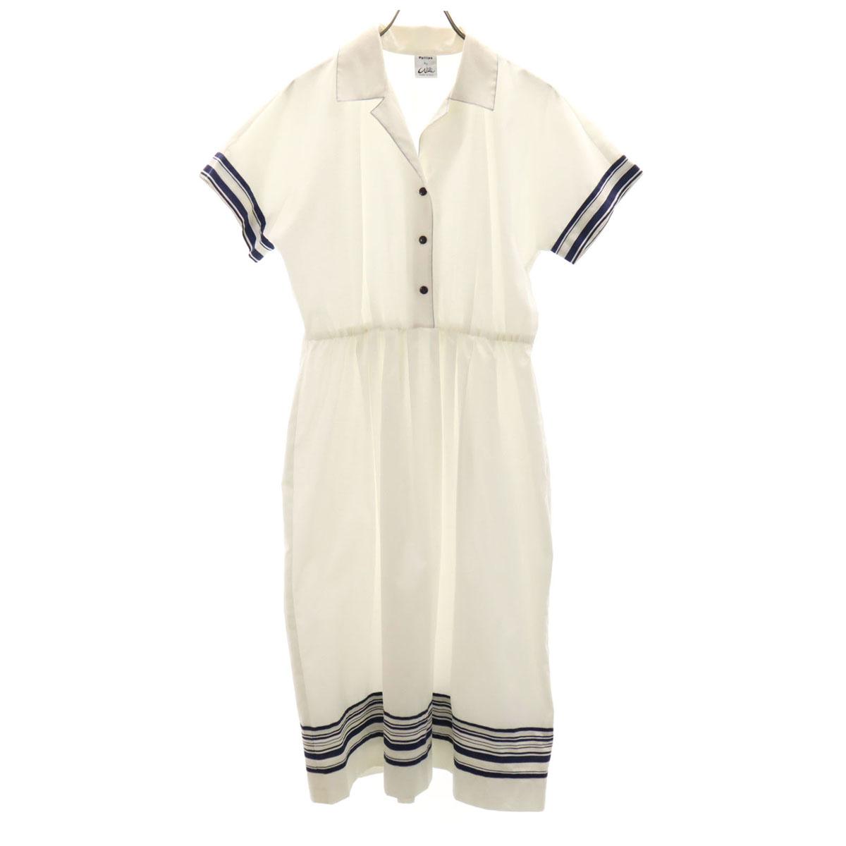 

Petites от Willi 90-е Сделано в США Старый узор с каймой Платье-рубашка с коротким рукавом и открытым воротником Женское Б/У