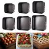 1Pc Carbon Steel Baking Mould With Buckle Square Cake Baking Pan With Removable Bottom Non-Stick Cake Mould Chiffon Cake