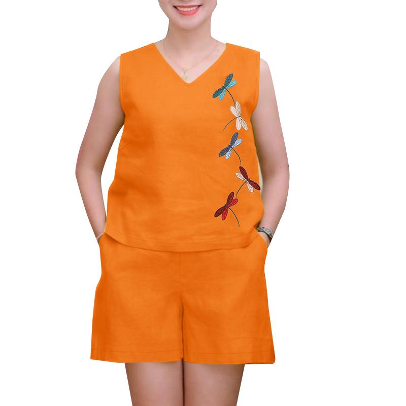 

ZANZEA Женские майки без рукавов и шорты Летние костюмы-двойки 5XL оранжевый