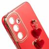 Etui na Samsunga Galaxy A55 5G Elektroplaterowane TPU Pokrowiec na Telefon Wzór Serca z Łańcuszkami na Nadgarstek