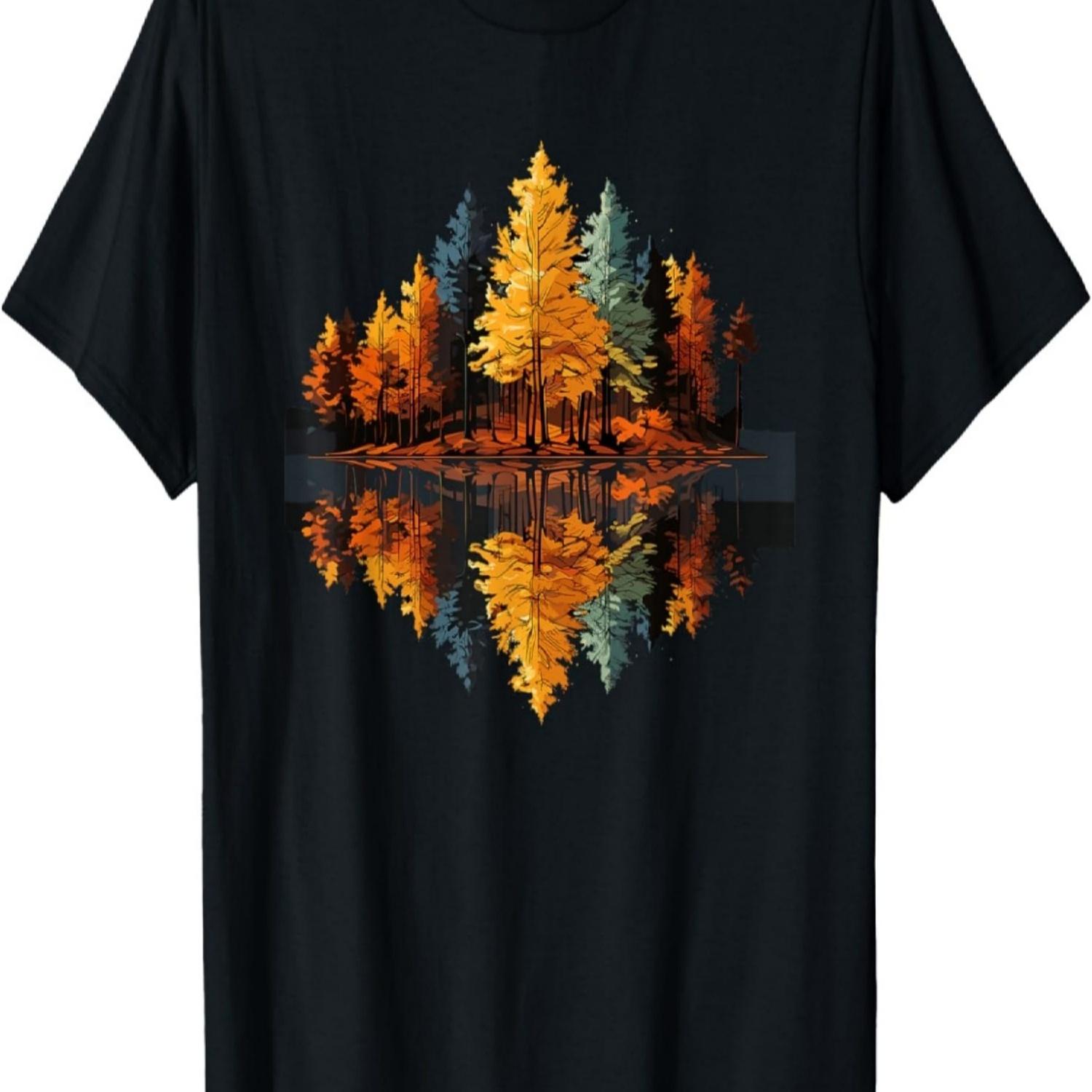Nature Reflection Forest Trees Outdoor Wildlife T-Shirt(12) S чёрный