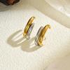 Gold Sliver Color Irregular C-shape Stud Earrings Stainless Steel Bicolor Geometric Waterproof Fashion Jewelry Party Gift Women