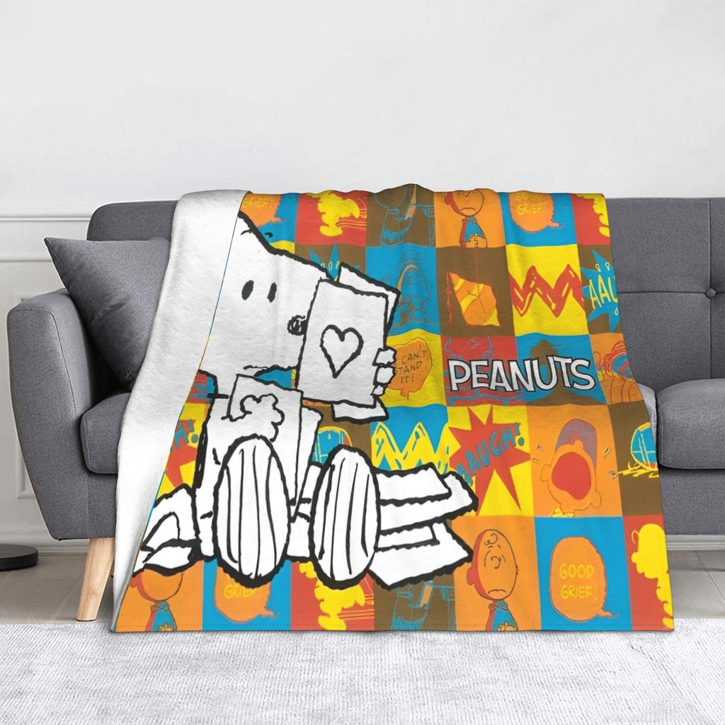 snoopys Throw Blanket for Couch cartoon dog Soft Fuzzy Plush Blanket 50x60 Inches Multiple Sizes Bedspreads for All Seasons