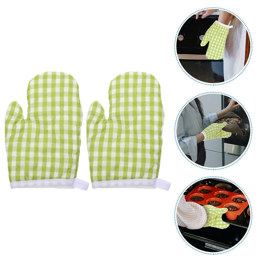 2 Pcs Oven Mitts Heat Resistant Kitchen Gloves Hand Protection Polyester Baking Supplies Cooking Accessories Microwave Mitts
