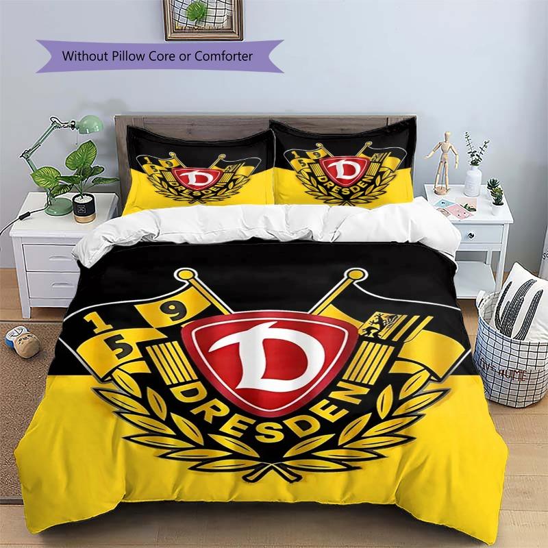 Dresden Sport Club Großes Emblem Flaggen-Druck 3-teiliges Bettbezug-Set Sportfan Bettwäsche Schlafzimmer Heimdeko Ohne Kissenkern Bettdecke