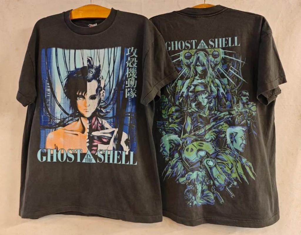 Maglietta Unisex Vintage Ghost In The Shell MOTOKO Anni '90 Anime Manga RARA Nera XL RISTAMPA