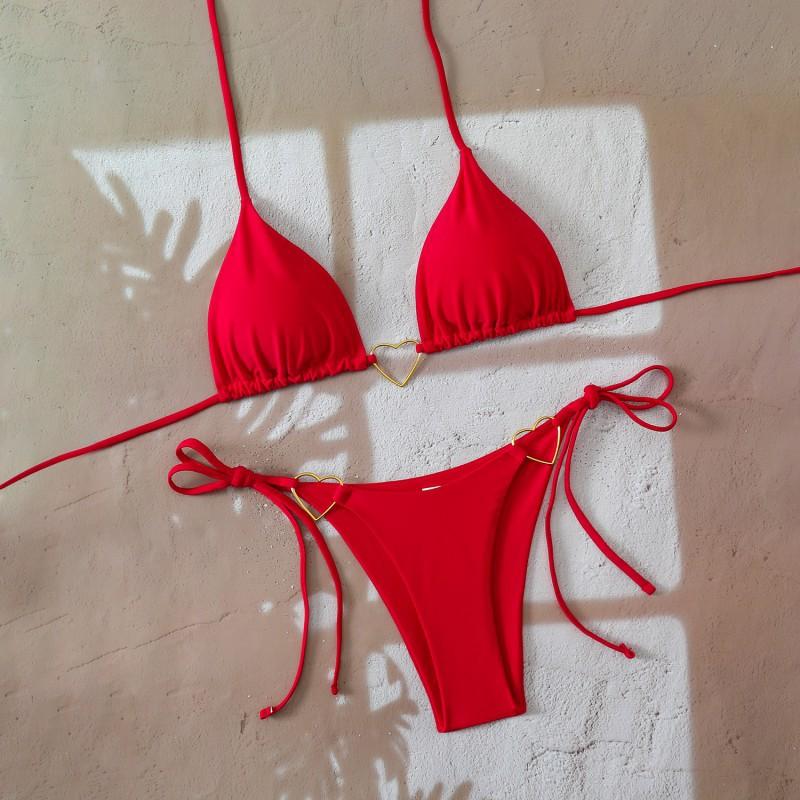 26 Bikini Trojúhelníkový Košíček Sexy Rozdělené Plavky Jednobarevné