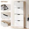 Slim Space-Saving Shoe Cabinet with 4 Drawers for 20 Pairs of Shoes 62.5x26x156 Cm, Wood Colour and White