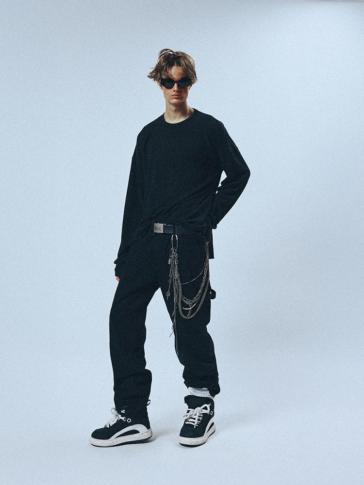 SUNDAY FRUIT MARKET Sunday Mini Waffle Ls Tee Charcoal
