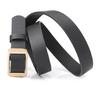 Thin Golden Buckles Waist Belt Flexible Synthetic Leather Strap For Coats And Trousers