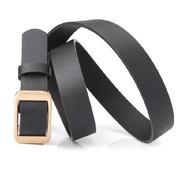 Thin Golden Buckles Waist Belt Flexible Synthetic Leather Strap For Coats And Trousers