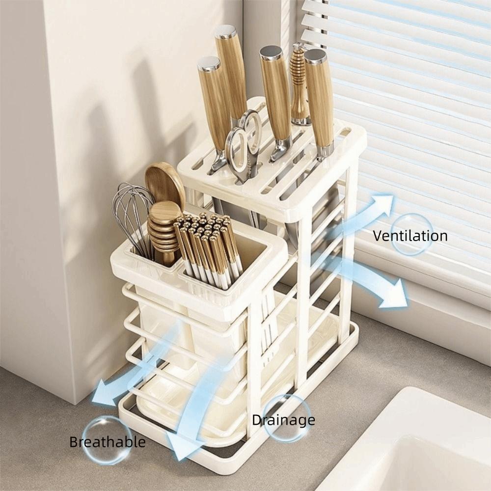 Support de découpe de comptoir peu encombrant Tube à baguettes en acier au carbone Support de couverts moderne Restaurant