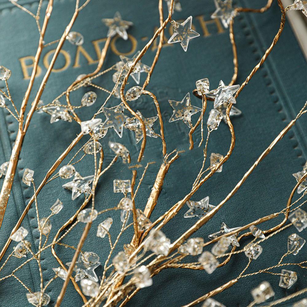 Gemstone Xmas Tree Glitter Branches Five-pointed Star Glitter Berry Stems  Holiday Party