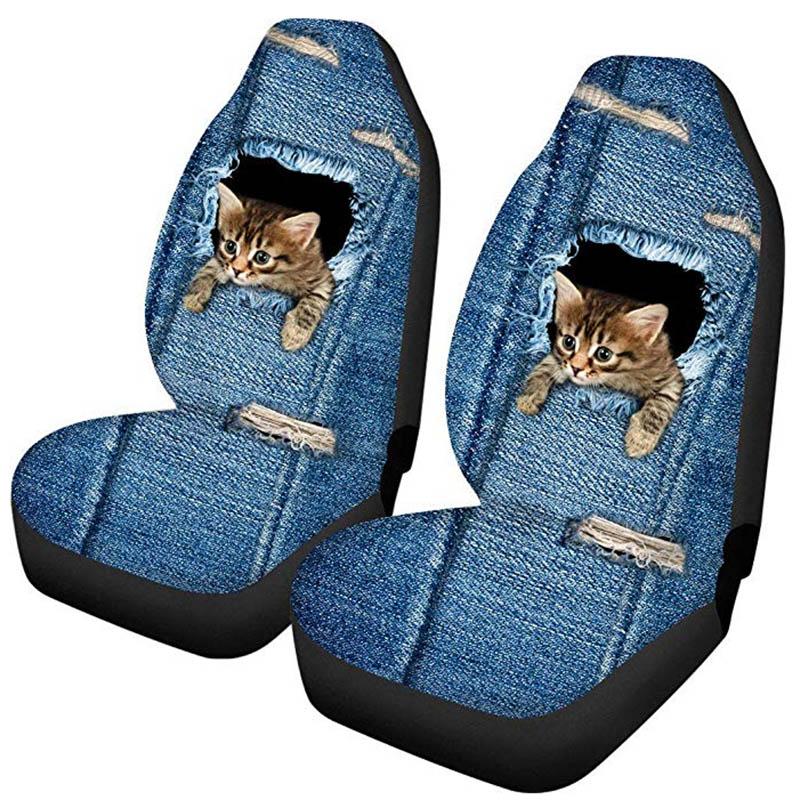 2pcs Universal Car Front Seat Cover Interior Washable Seat Case Polyester Driver Seat Protector Covers Anti-dirty Seats