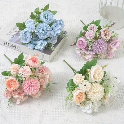 Artificial Flower Bouquets of Peonies for Wedding Scene Decoration, Artificial Flower Hand-held Bouquets, and Colorful Peonies