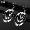 925 Sterling Silver Multi-Layer Oval Smooth Pendant Earrings - Fashionable Evening Jewelry