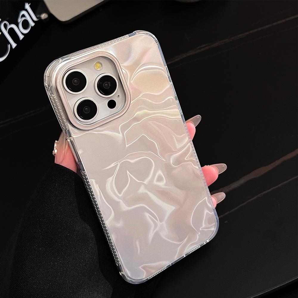 Electroplating Silver Ins Water Wave IMD Suitable for IPhone 16 Apple Phone Case 15promax Laser 13 Hard 14 Anti Fall