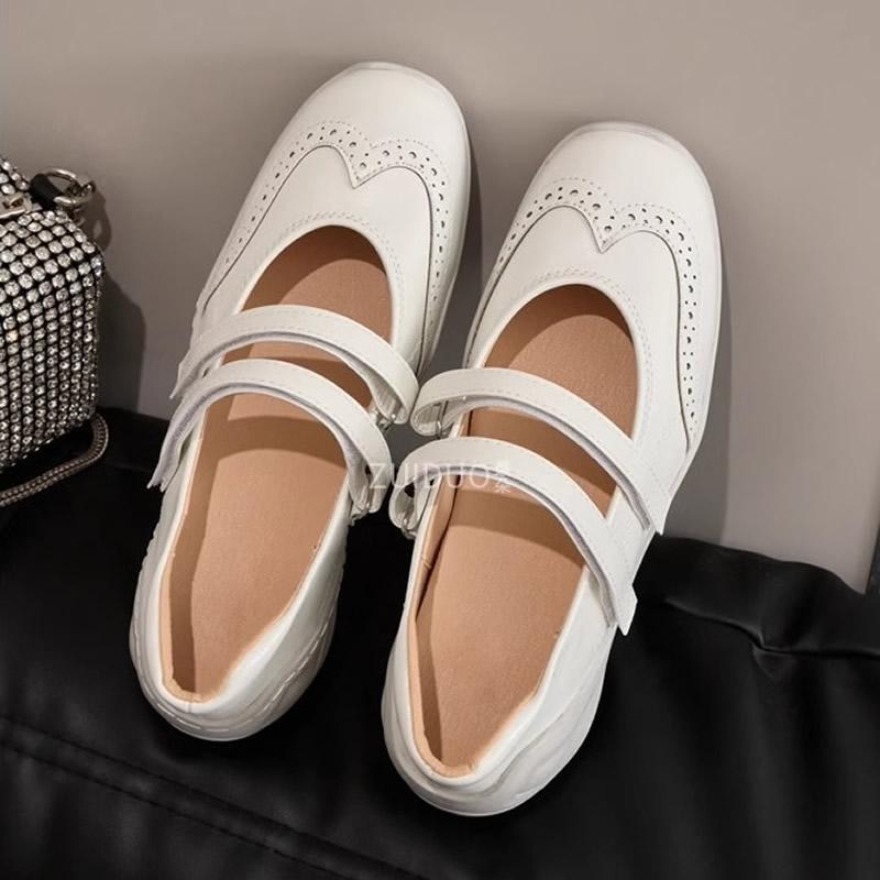Silberne Schuhe mit dickem Absatz, die die Körpergröße erhöhen, Französischer Vintage-Stil, Damen Mary Janes, Lässig, Sportlich, Ballett, Einzelne Schuhe, Damen, Sommer, Gummisohle