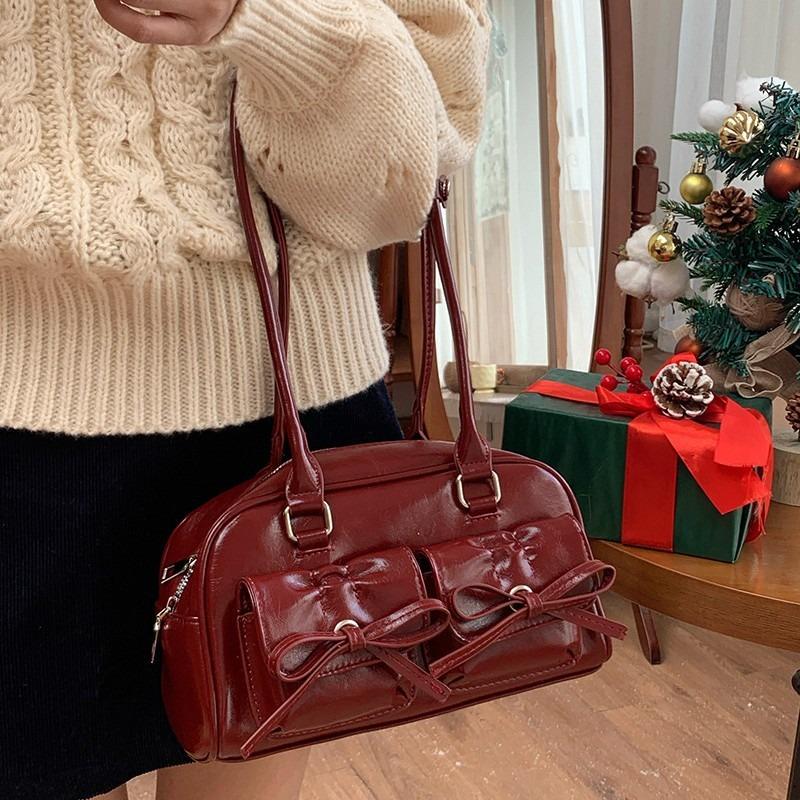 Bow One-shoulder Underarm Bag for Women New Style Portable Pillow Bag Bowling Bag Fashionable Commuter Bag