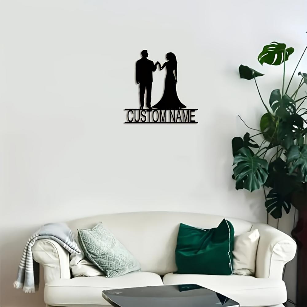 Custom Last Name Sign Metal Wall Art for Wedding Couple Romantic Gift Home Decor