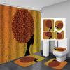 Afroamericano Afro Sexy Chica Negra Mujeres Arte Diseño Arte Graffiti Juego de Cortinas de Ducha para Baño Alfombrillas Alfombras Tapa de Inodoro Poliéster con Ganchos