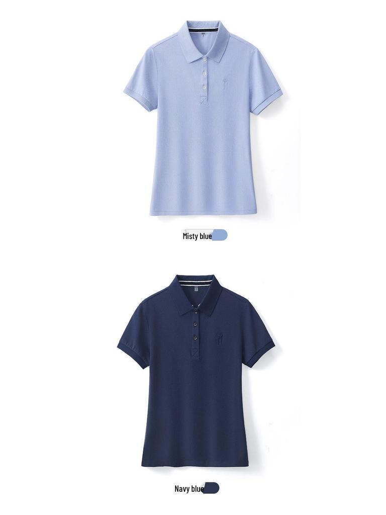 Women's Custom Logo Embroidered Cotton Short Sleeve Polo Shirt