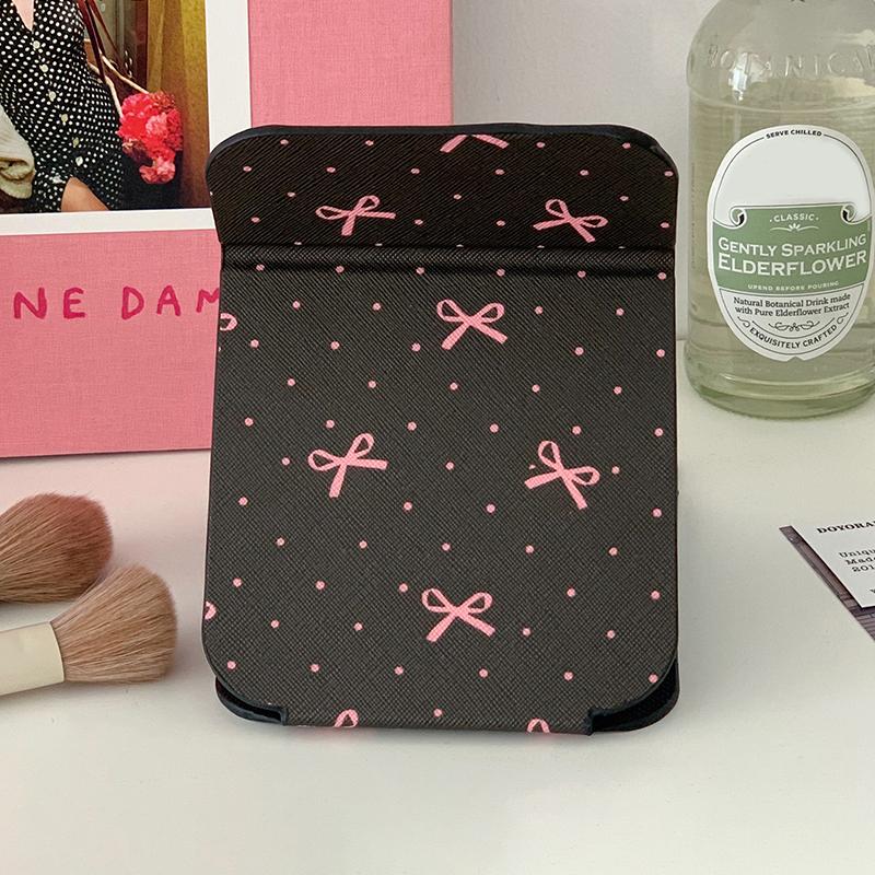 Tisch-Make-up-Spiegel Floral PU-Leder Schlicht Tragbar Handspiegel Faltbar Studenten Kompakt Niedlich Taschenspiegel