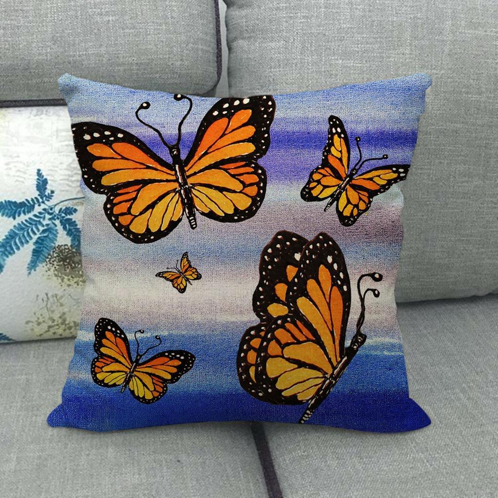 Butterfly Colorful Cartoon Insect Animal Digital Printing Short Plush Pillow Covers For Car Sofa Office Cushion Cover Home Goods