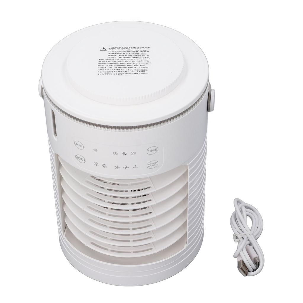 Portable Air Conditioner Cooling Fan with 7 Colors LED 3 Speeds 3 Levels Misting Timing Cooler for
