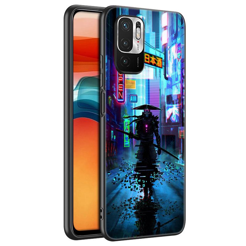 Japanese Samurai Silicone Phone Case For Xiaomi Redmi Note 11 10 9 8 Pro 11T 10T 10S 9S 8T 9 9A 9C 9T Black Soft Cover Coque