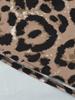 Elegant Leopard Print Women's Dress: Pleated Waist, Round Neck, Short Sleeve, Long Length