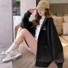 Women's Fall/Winter Korean-Style Sweatshirt Jacket, Loose-Fit, Hooded, Long-Sleeve, Zipper, Student Top